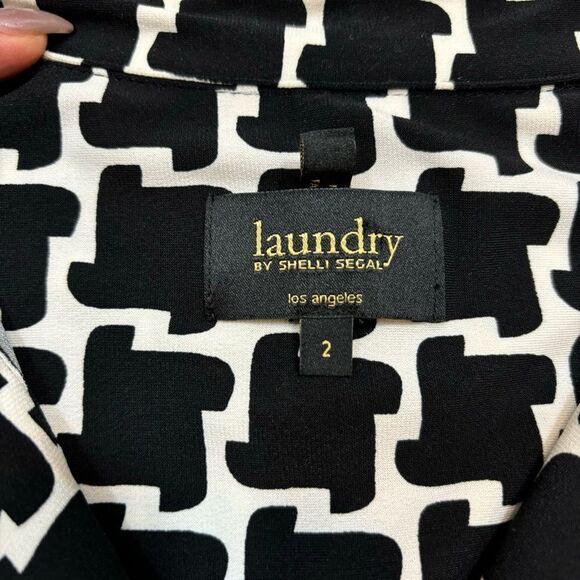 Ladies Laundry by Shelli Segal Brand Large Print Houndstooth Shirt‎ Dress Size 2 - Picture 9 of 10